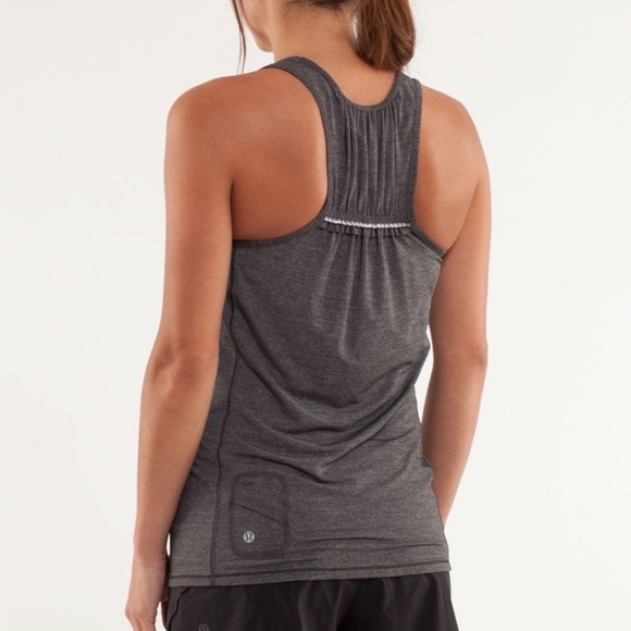 lululemon athletica Tops - Lululemon run silver bullet tech ruffle racerback tank grey black size 6